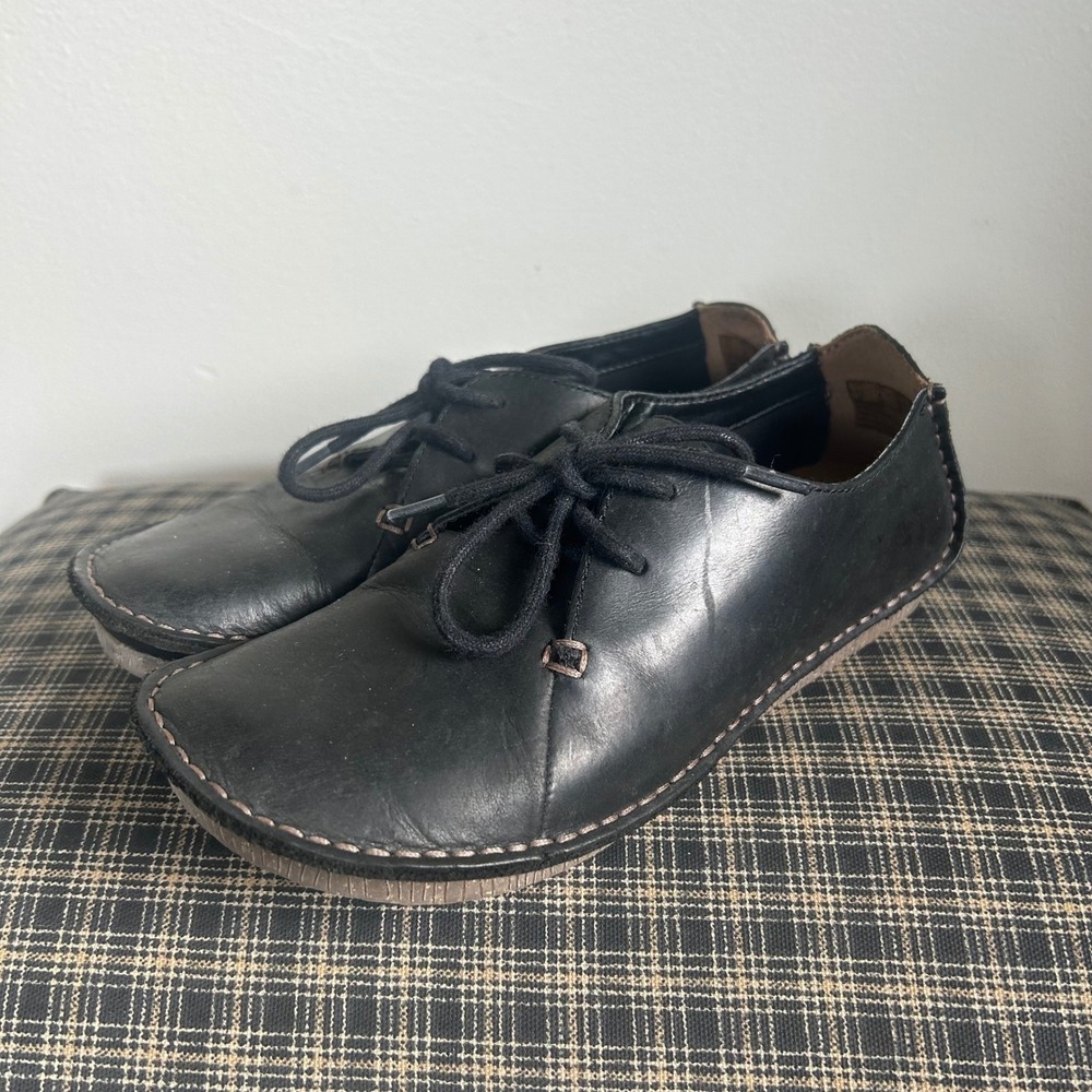 Clarks Artisan Janey Mae Leather Lace Up Oxford Shoes Size 6 Black